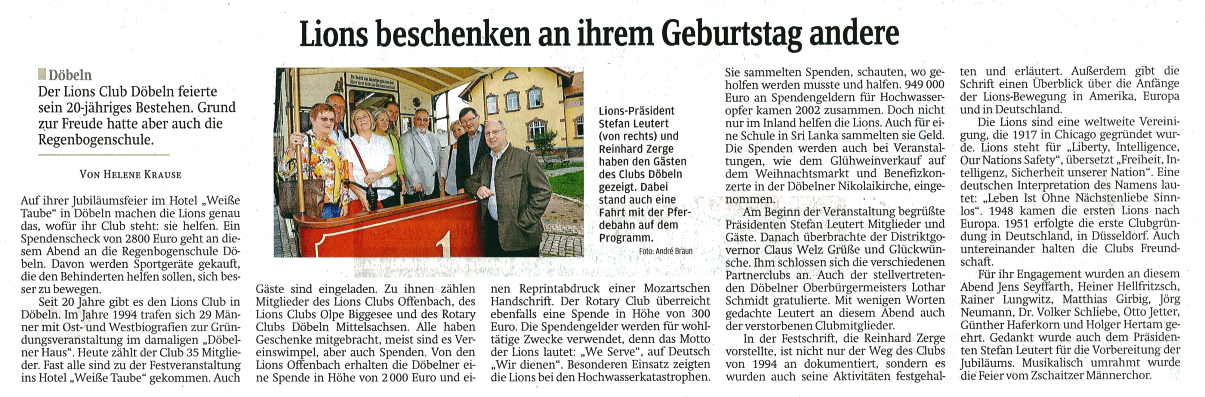 Presseartikel des Döbelner Anzeigers vom 22.09.2014